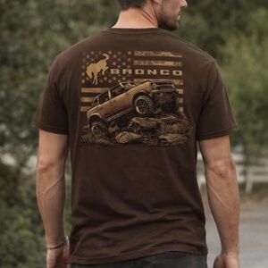 FORD BRONCO - USA Rock Climber T-Shirt Dark Brown Size XL By JEDco New.